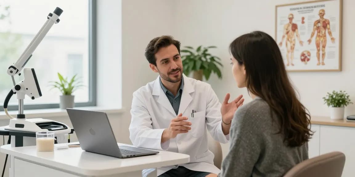 Consultation scene discussing hair transplant turkey cost with patient and surgeon.