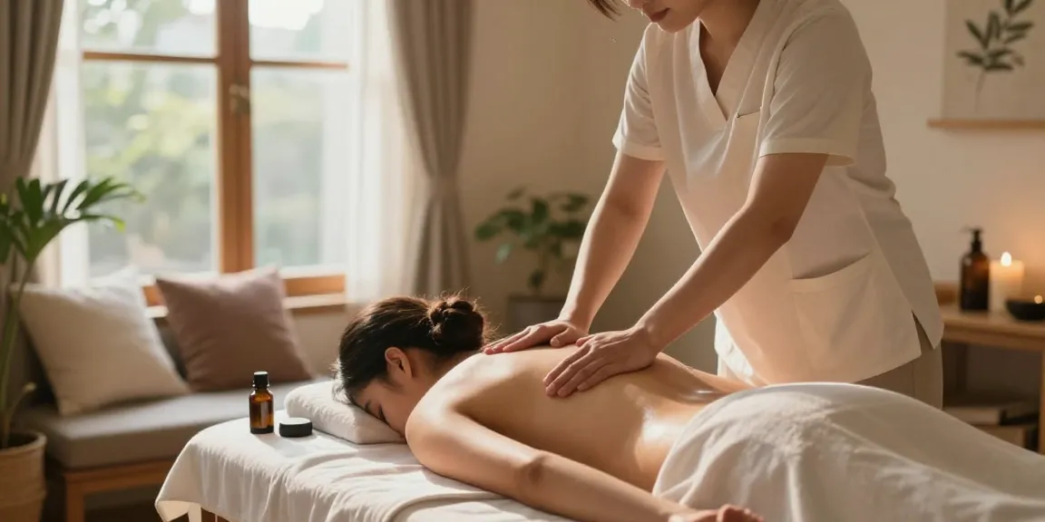 양천구출장마사지 therapist providing a soothing home massage experience in a relaxing setting.