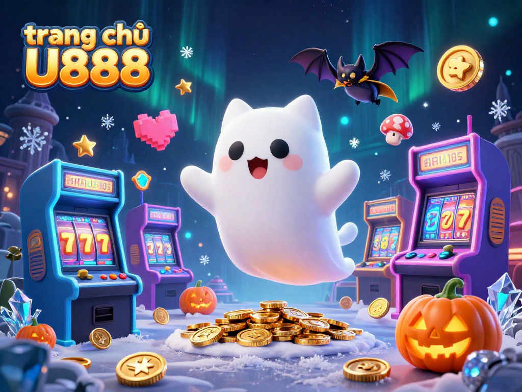 Engage with thrilling elements at trang chủ U888 featuring a ghost cat, vampire bat, and vivid arcade games.