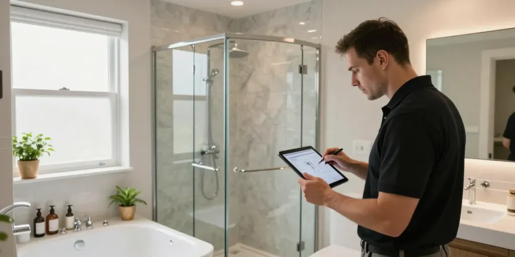 Bathroom remodeling Kirkland WA featuring a luxurious walk-in shower and soaking tub illuminated by natural light.