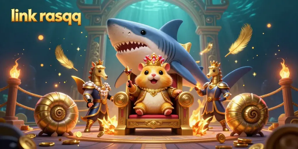 Experience high-energy casino adventure with the link rasqq illustration, featuring a hamster king in a vibrant gambling arena.