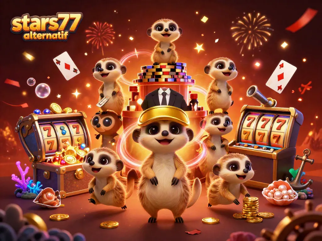 Gambarkan aktivitas menarik di stars77 alternatif dengan koloni meerkat di kasino.