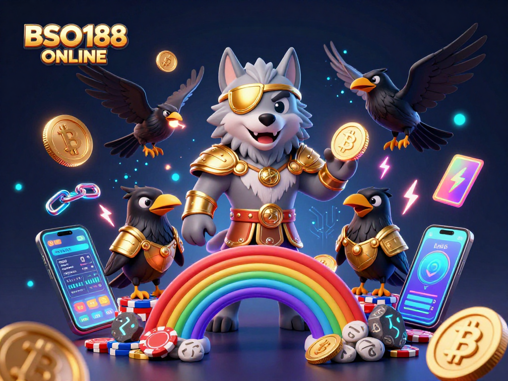 Experience thrilling gameplay with BSO188 ONLINE, showcasing a 3D casino-themed illustration featuring Norse mythology elements.