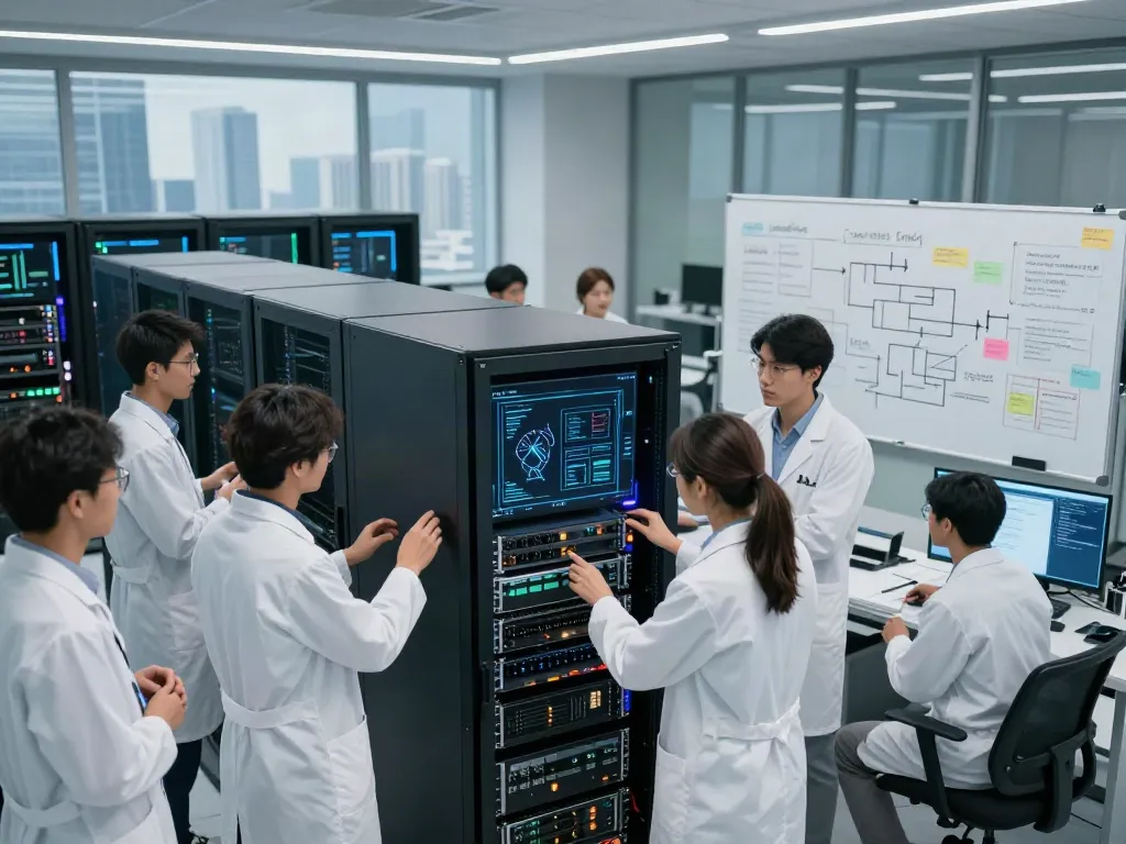 AI tokens processed during collaboration in a high-tech data center.