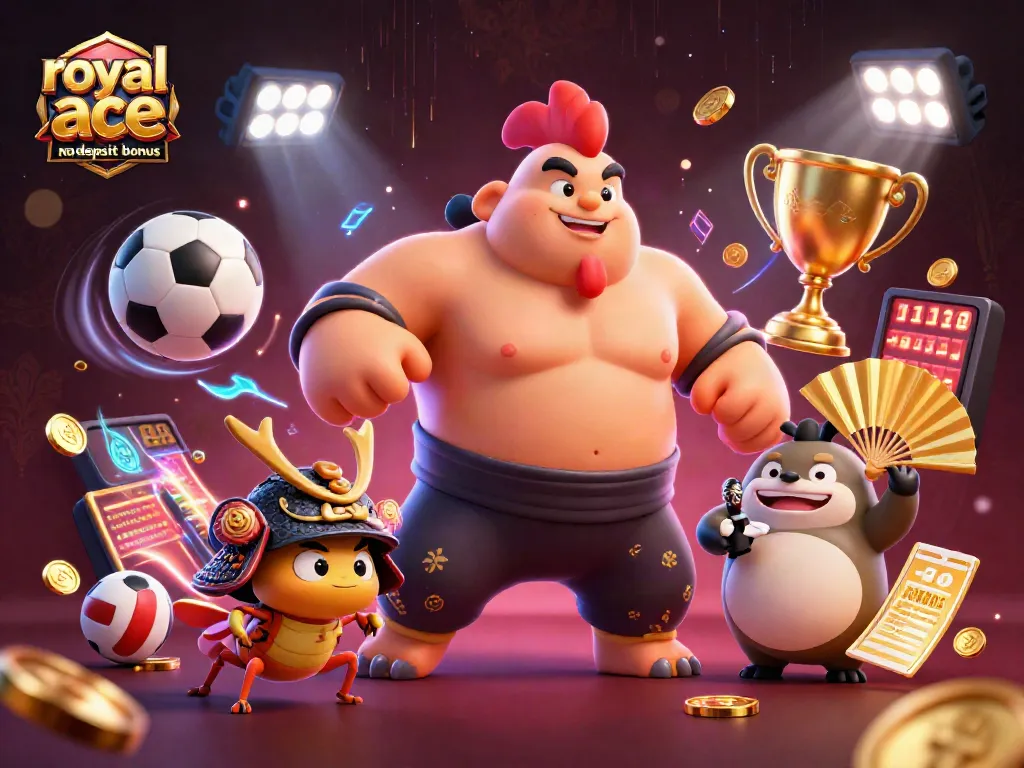 Engage with the royal ace no deposit bonus while enjoying the dynamic casino atmosphere highlighted by vibrant characters.