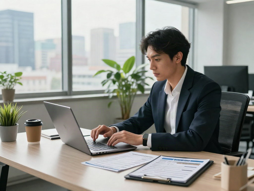 Job seekers navigating career opportunities while หางาน in a modern office.