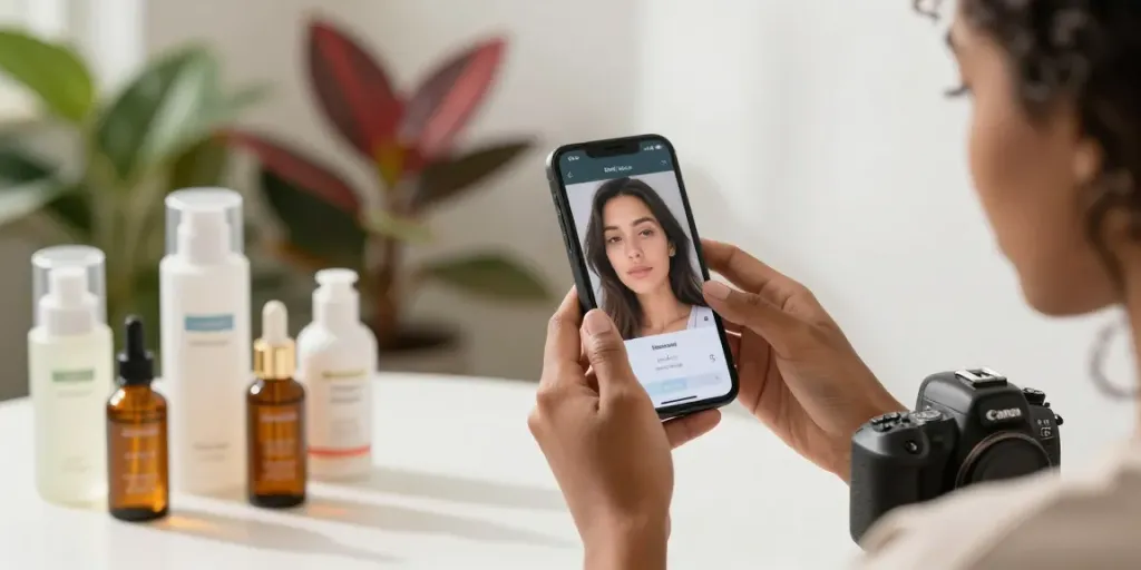 Analyzing alternatives to QOVES with a facial analysis app and skincare products