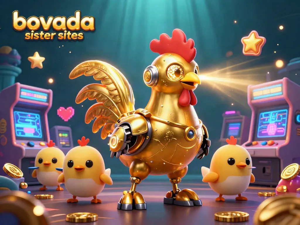 Engage with top bovada sister sites through exciting gaming experiences featuring a golden rooster and baby chick drones.