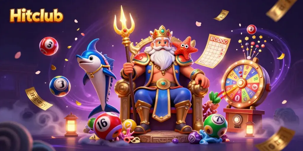 Experience thrilling gameplay at Hitclub with colorful lottery elements and vibrant character action.