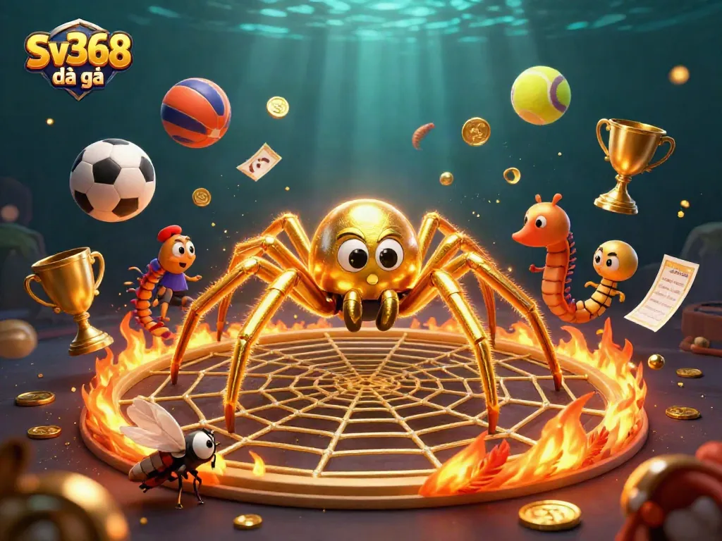 Experience the thrill of Sv368 đá gà with dynamic cockfighting elements and rich visuals in this vibrant illustration.