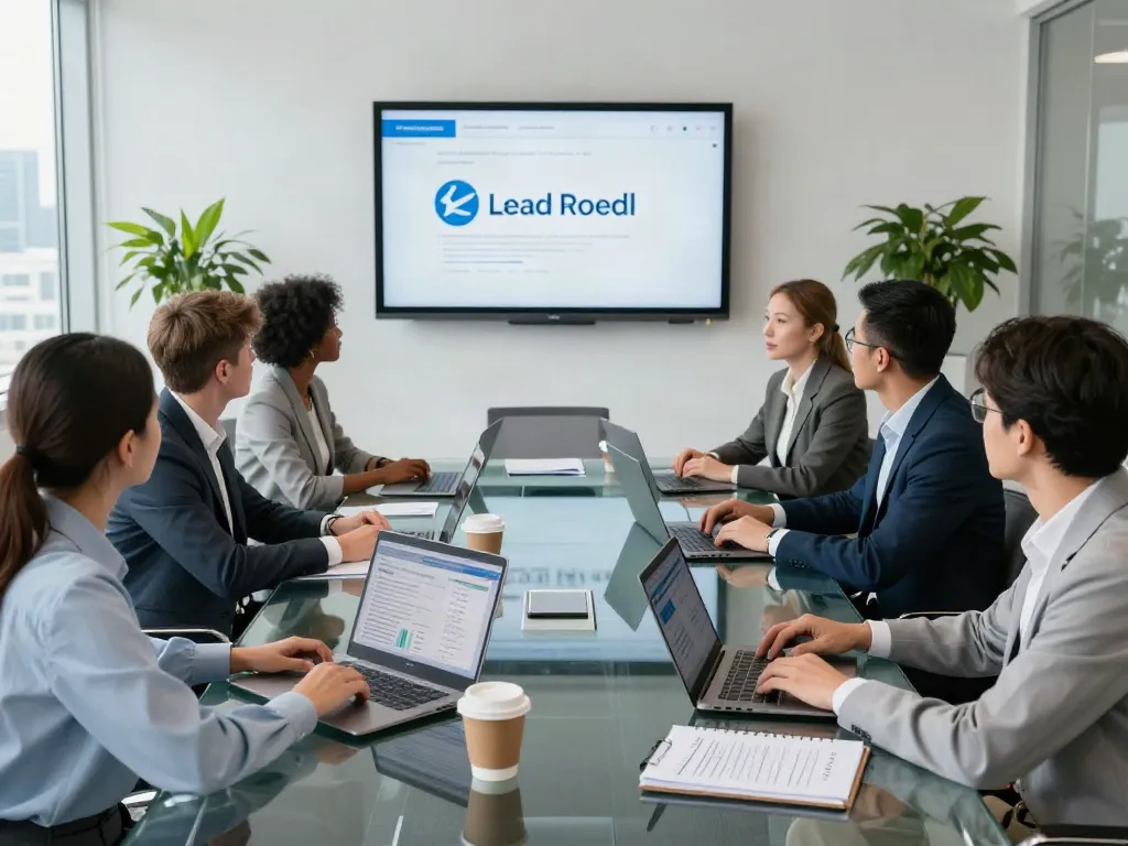 Collaboration in a modern conference room featuring Lead Roedl team discussing strategy.